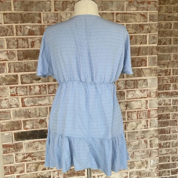 Shein Light Blue Dotted Swiss Ruffle Lace Dress - Picture 4 of 9